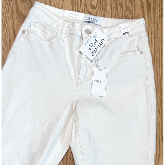 NWT size 5/27 Judy Blue Everly boyfriend white jeans New stretch JB88452 high wa - Picture 3 of 7